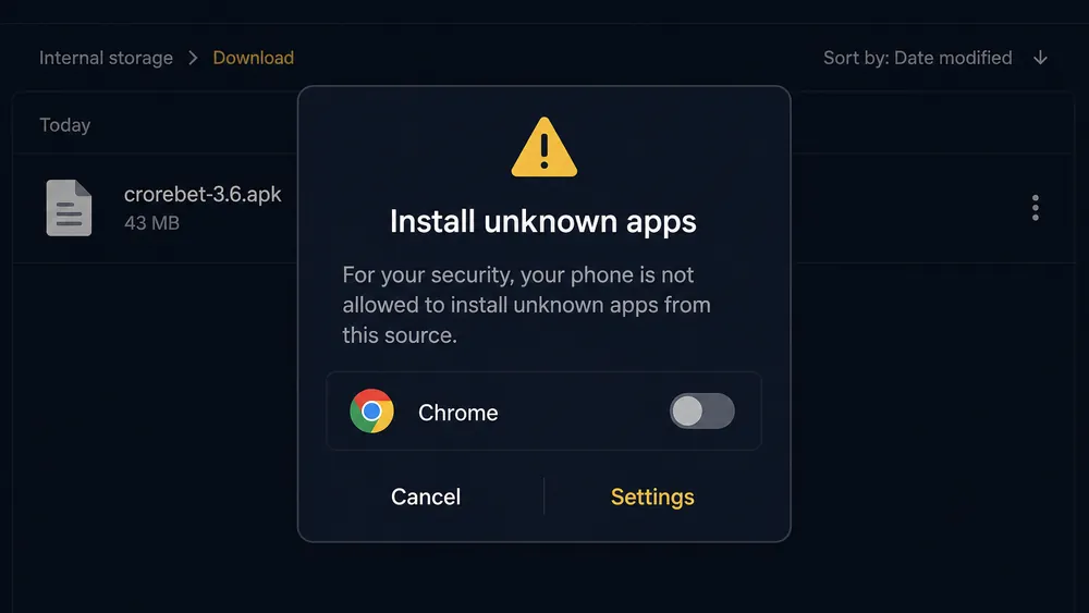 Android permission prompt asking to allow installs from unknown sources during an APK install